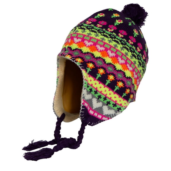 Top Headwear Peruvian Chullo Hat - Flower Purple