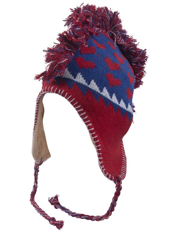 Top Headwear Peruvian Chullo Hat - Hearts - Red/Blue