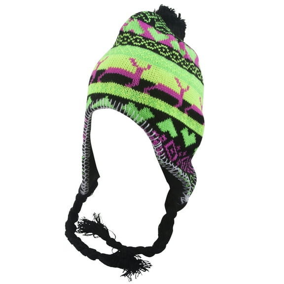 Top Headwear Peruvian Chullo Hat - Llama - Black