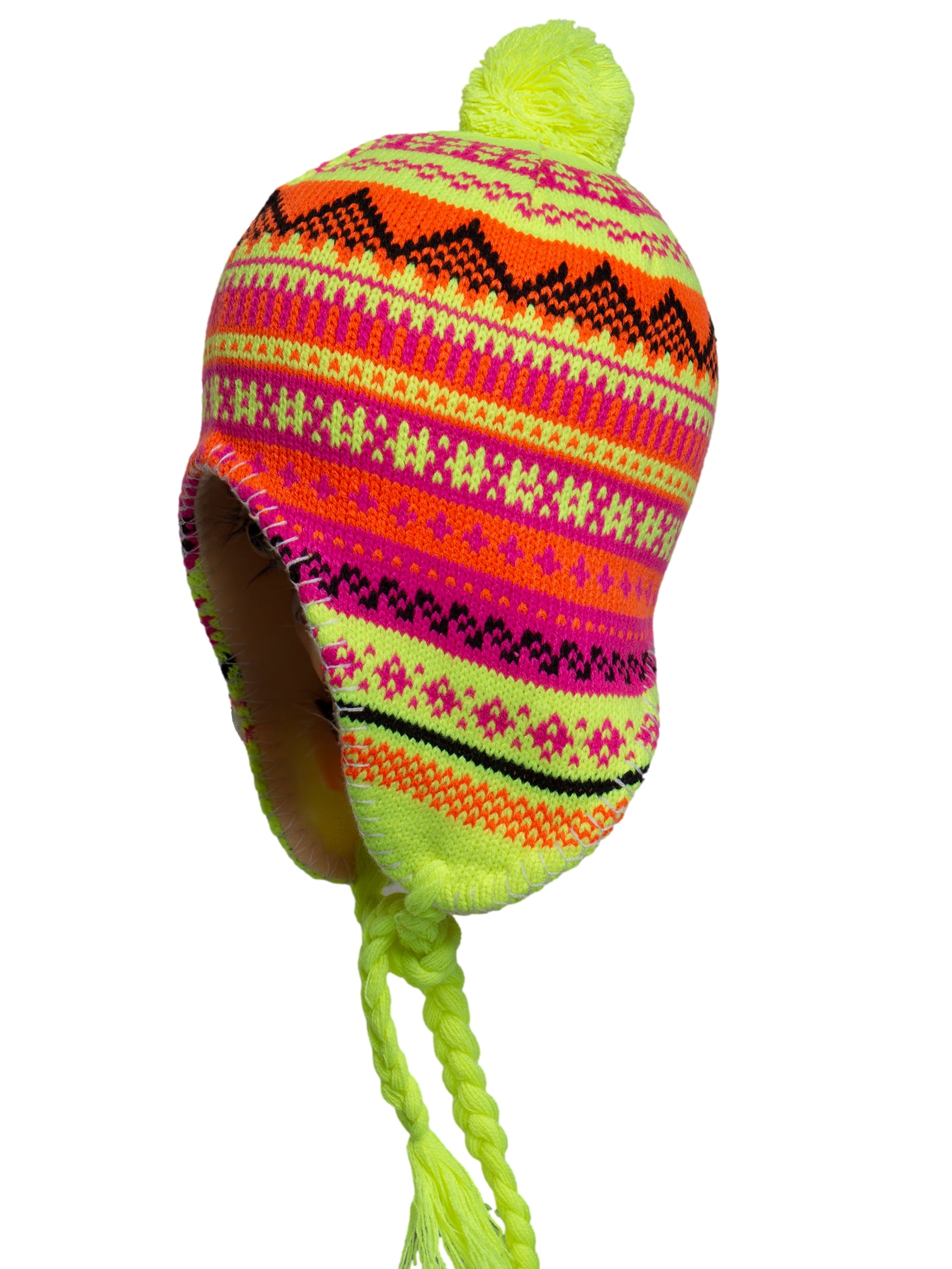 Peruvian chullo knitted in multicolor wool winter warm women\'s hat Authentic Alpaca Chullo Beanie from the Andes of Peru  main image 3