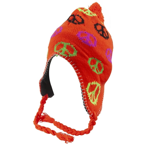 Top Headwear Peruvian Chullo Hat - Peace - Orange