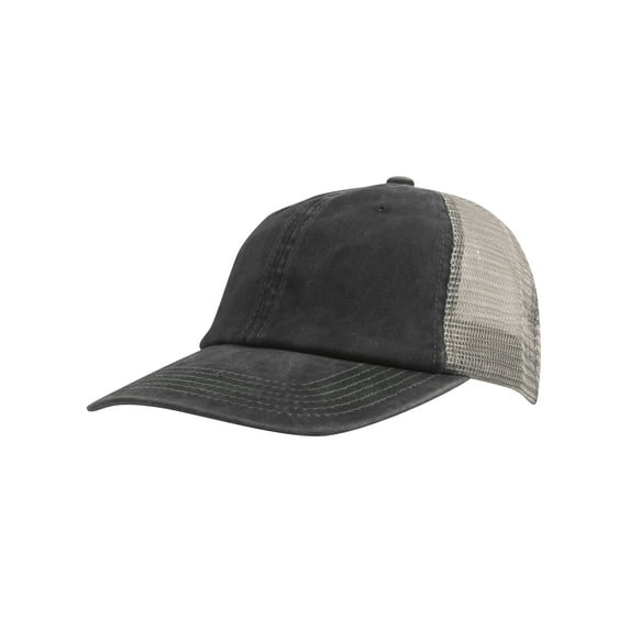 Top Headwear Pigment Dyed Adjustable Trucker Hat - Black/Khaki