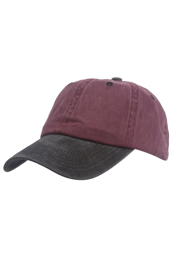 Top Headwear Pigment Dyed Low Profile Adjustable Baseball Cap - Burgundy/Black