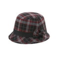 thumbnail image 1 of Top Headwear Plaid Wool Cloche Hat - Red, 1 of 1