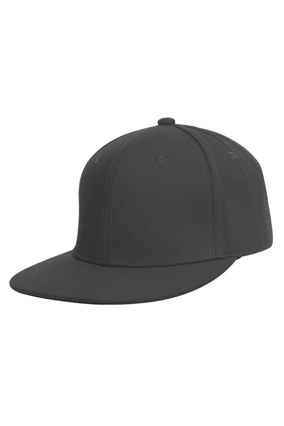 Top Headwear Plain Flat Bill Fitted Hat, Charcoal 7 1/4