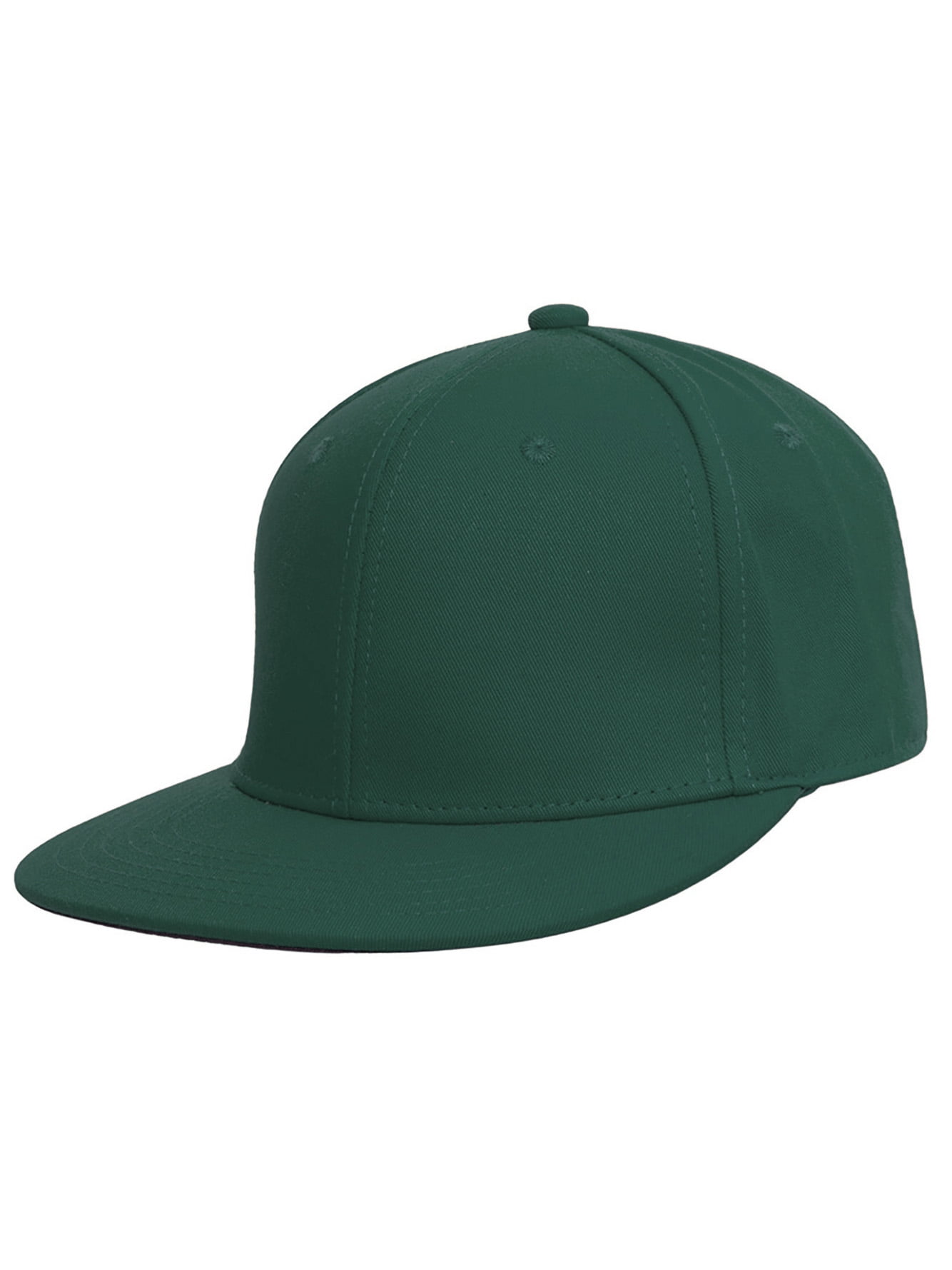 Top Headwear Plain Flat Bill Fitted Hat, Hunter Green 7 1/4  display picture 2