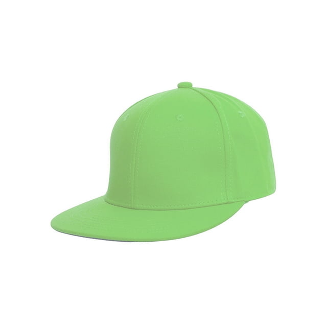 Top Headwear Plain Flat Bill Fitted Hat, Neon Green 7 3/8