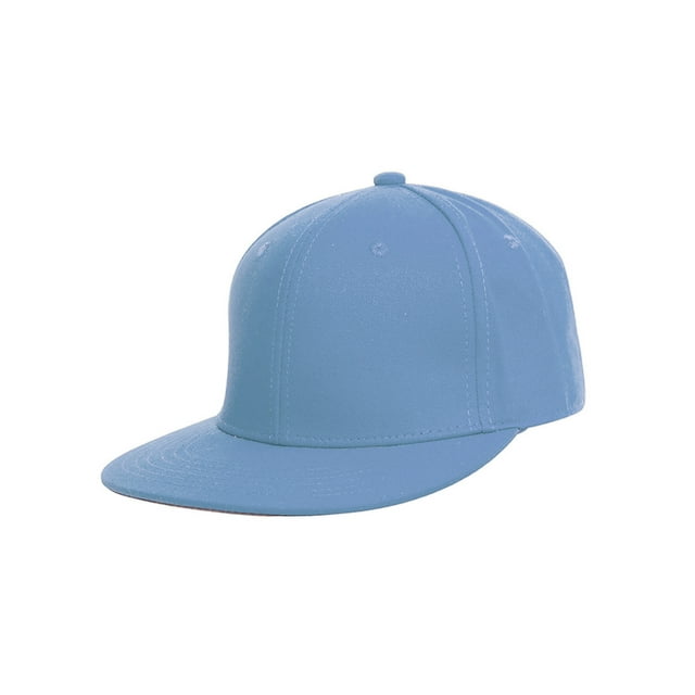 Top Headwear Plain Flat Bill Fitted Hat, Sky Blue 7 3/4