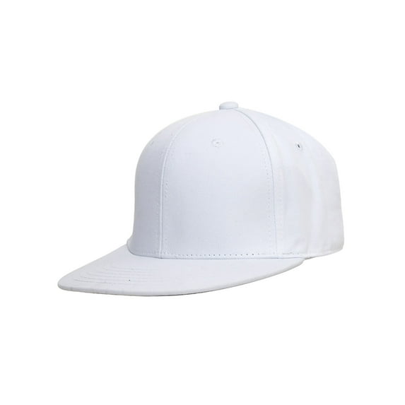 Top Headwear Plain Flat Bill Fitted Hat, White 7 1/2