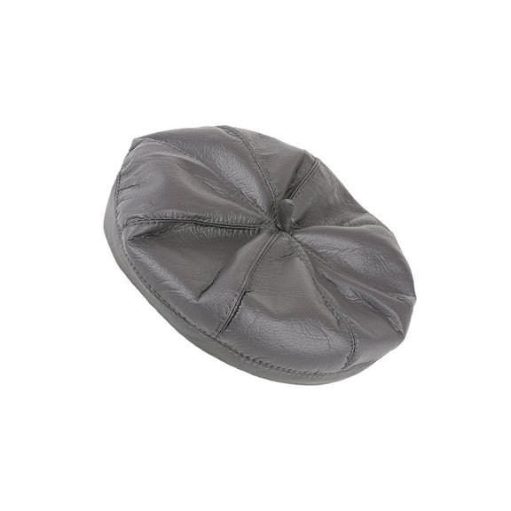 Top Headwear Pleather Faux Leather Fashion Beret - Grey