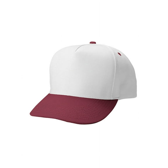 Top Headwear Poly Cotton Twill Snapback Cap  - White/Maroon
