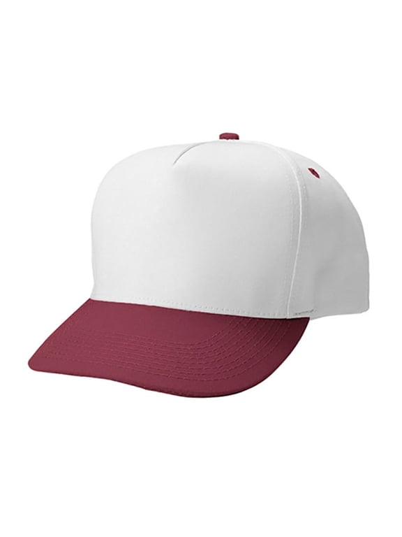 Top Headwear Poly Cotton Twill Snapback Cap - White/Maroon