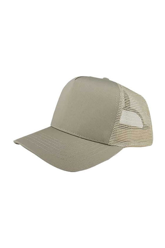 Top Headwear Poly Cotton Twill Trucker Cap - Khaki