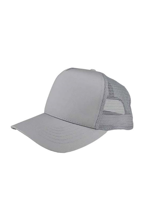Top Headwear Poly Cotton Twill Trucker Cap - Light Grey