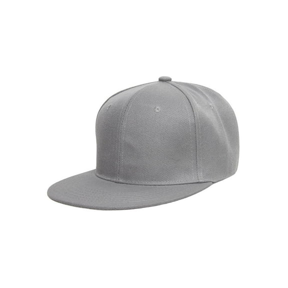 Top Headwear Polyester Flat Bill Snapback, Light Grey