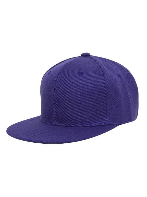 Top Headwear Polyester Flat Bill Snapback, Purple