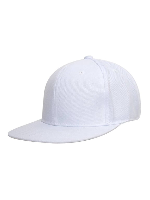 Top Headwear Polyester Flat Bill Snapback, White