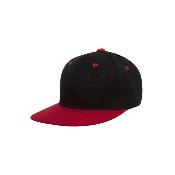 Top Headwear Polyester Two-Tone Flat Bill Snapback - Black/Red