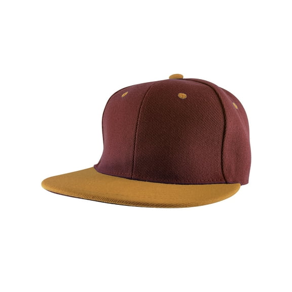 Top Headwear Polyester Two-Tone Flat Bill Snapback - Burgundy/Gold