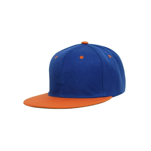 Top Headwear Polyester Two-Tone Flat Bill Snapback - Royal/Orange