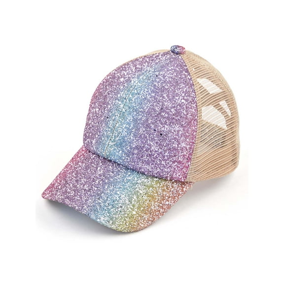 Top Headwear Ponytail Criss Cross Ponycap Baseball Trucker Hat - Mermaid