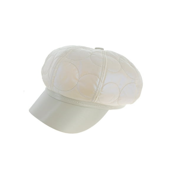 Top Headwear Quilt Newsboy Brim Hat - Ivory