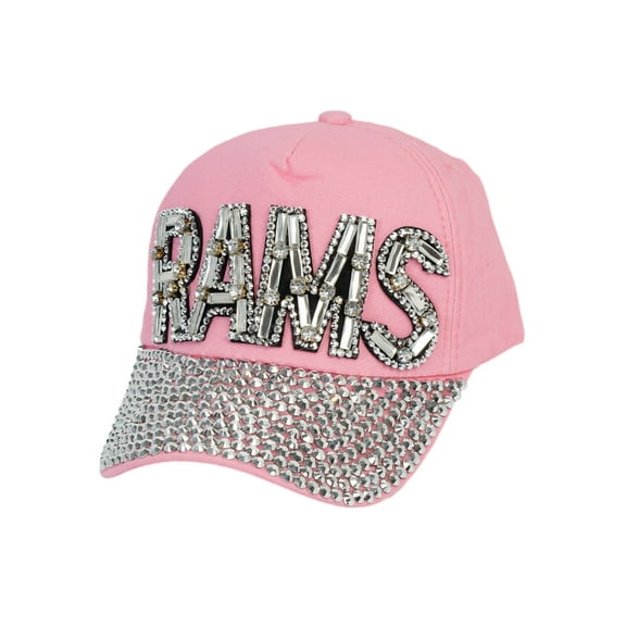 Top Headwear Rams Rhinestone Gem Studded Baseball Cap - Pink