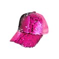 thumbnail image 1 of Top Headwear Reversible Sequin Mesh Back Adjustable Baseball Cap - Fuchsia, 1 of 1