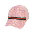 thumbnail image 1 of Top Headwear Rhinestone Green Red Stripe Baseball Cap - Pink, 1 of 4
