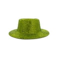 thumbnail image 1 of Top Headwear Rhinestone Panama Bling Hat - Women's Studded Wide Brim Fedora Olive, 1 of 1