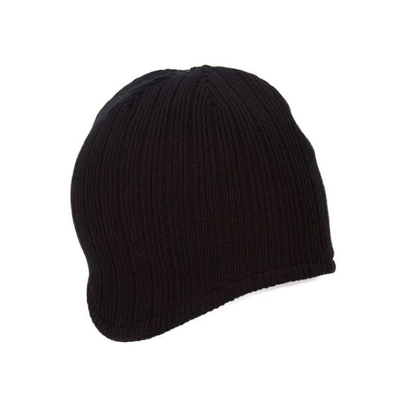 Top Headwear Rib Knit Ear Flap Beanie - Black