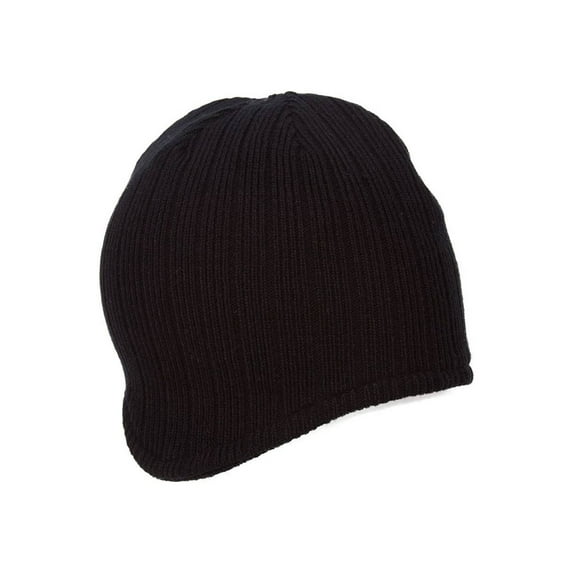 Top Headwear Rib Knit Ear Flap Beanie - Black