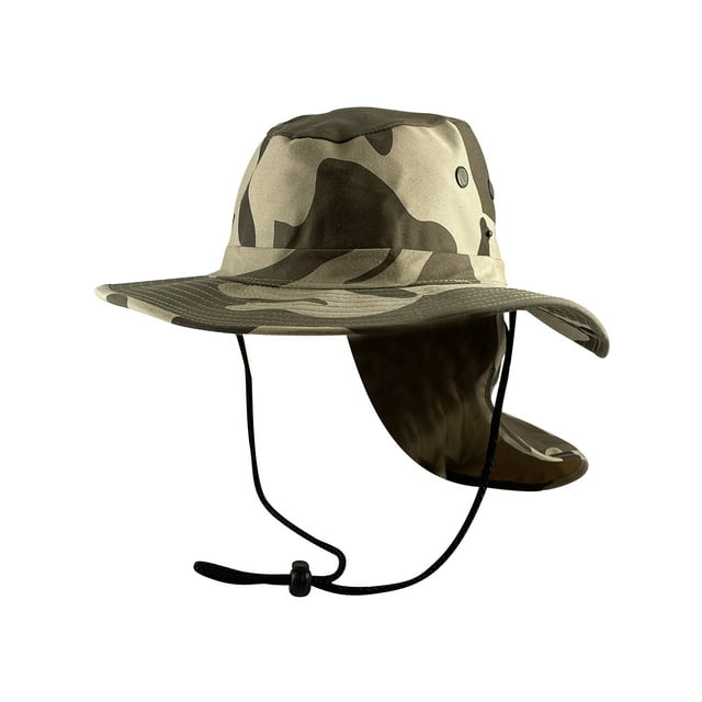 Top Headwear Safari Explorer Bucket Hat Flap Neck Cover - Desert Camo - M