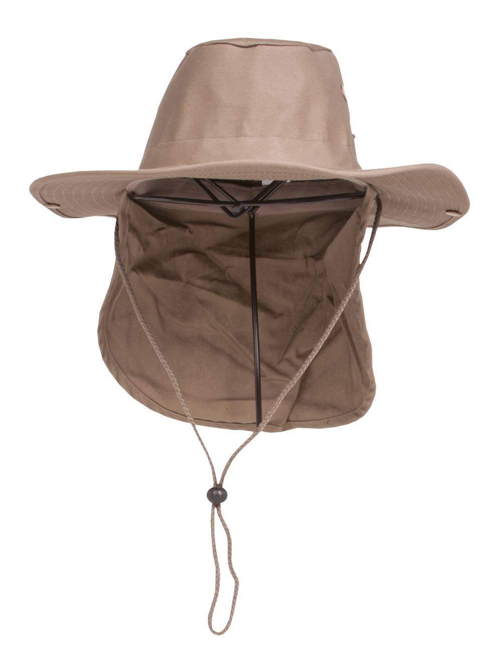 Top Headwear Safari Explorer Bucket Hat With Flap Neck Cover - Khaki -  X-Large