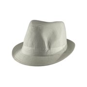 Top Headwear Solid Band Straw Fedora Hat - White