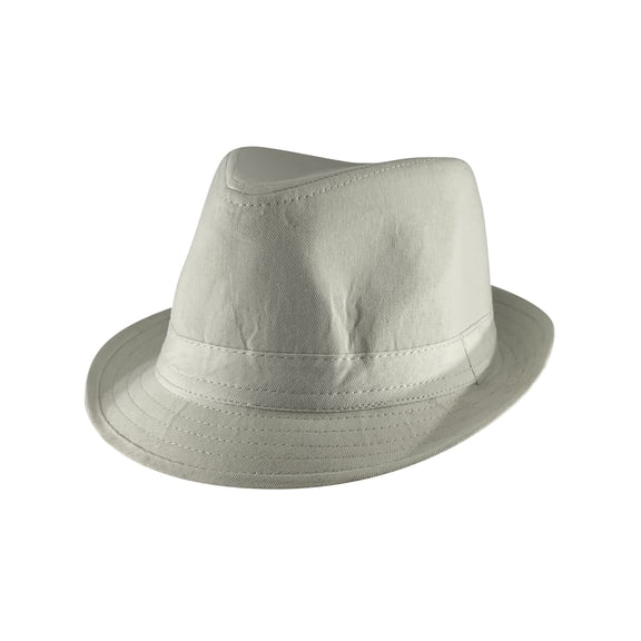 Top Headwear Solid Band Straw Fedora Hat - White