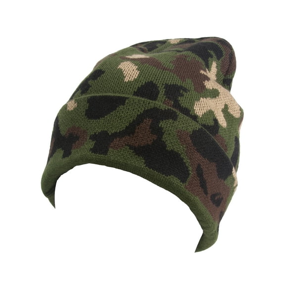 Top Headwear Solid Color Long Beanie, Camo