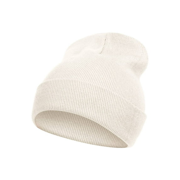Top Headwear Solid Color Long Beanie, Ivory