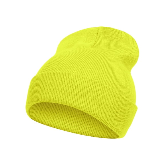 Top Headwear Solid Color Long Beanie, Neon Yellow