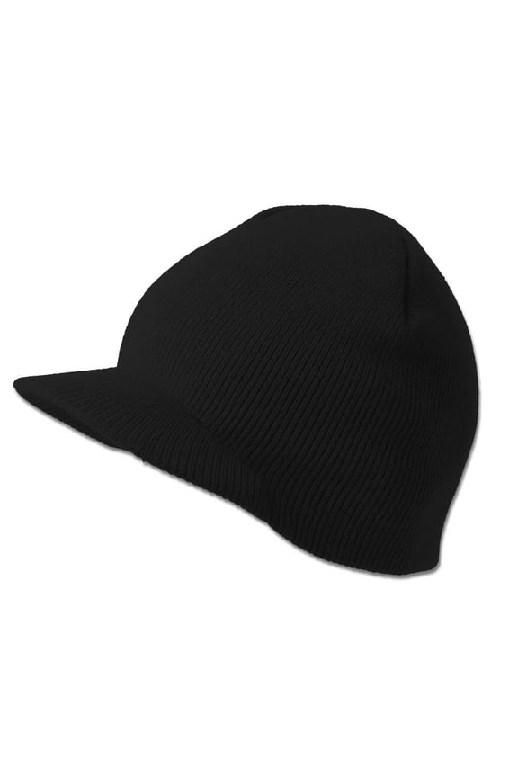 Top Headwear Solid Cuffless Beanie Visor - Black