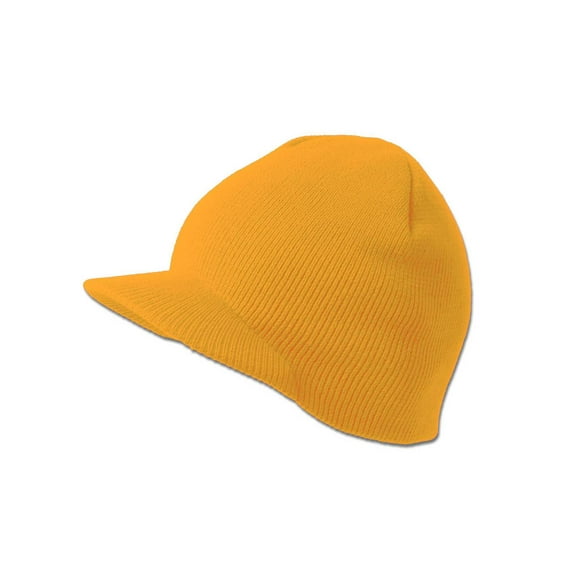 Top Headwear Solid Cuffless Beanie Visor - Mustard