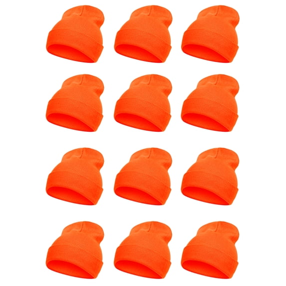 Top Headwear Solid Winter Long Beanie - 12 Piece Wholesale - Orange