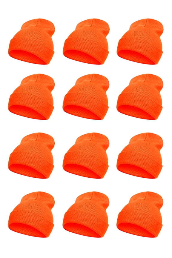 Top Headwear Solid Winter Long Beanie - 12 Piece Wholesale - Orange