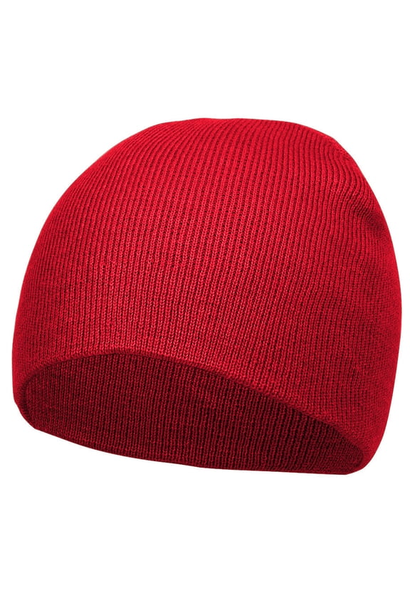 Top Headwear Solid Winter Short Beanies, Red