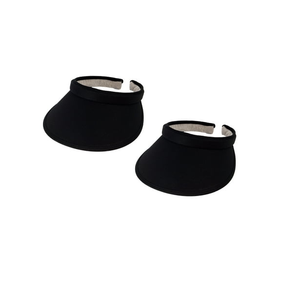 Top Headwear Sports Cotton Twill Clip-On Tennis Golf Sun Visor 3.5 Inch Wide Brim, 2 Pack Black