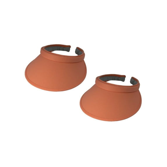 Top Headwear Sports Cotton Twill Clip-On Tennis Golf Sun Visor 3.5 Inch Wide Brim, 2 Pack Coral