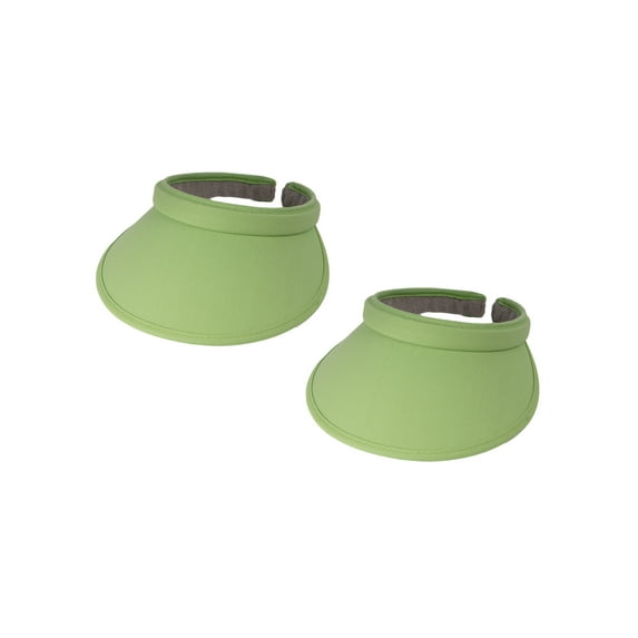 Top Headwear Sports Cotton Twill Clip-On Tennis Golf Sun Visor 3.5 Inch Wide Brim, 2 Pack Lime