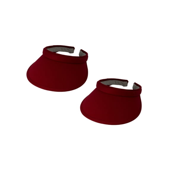Top Headwear Sports Cotton Twill Clip-On Tennis Golf Sun Visor 3.5 Inch Wide Brim, 2 Pack Winter Wine