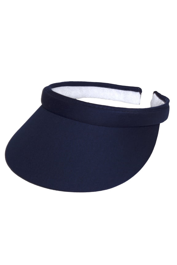 Top Headwear Mens Womens Sun Protection Sports Cotton Twill Clip On Golf Tennis Visor, Navy Blue