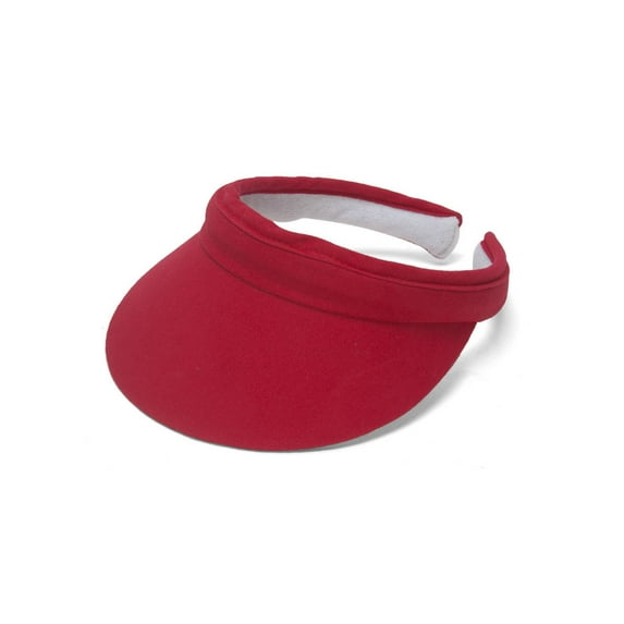 Top Headwear Mens Womens Sun Protection Sports Cotton Twill Clip On Golf Tennis Visor, Red